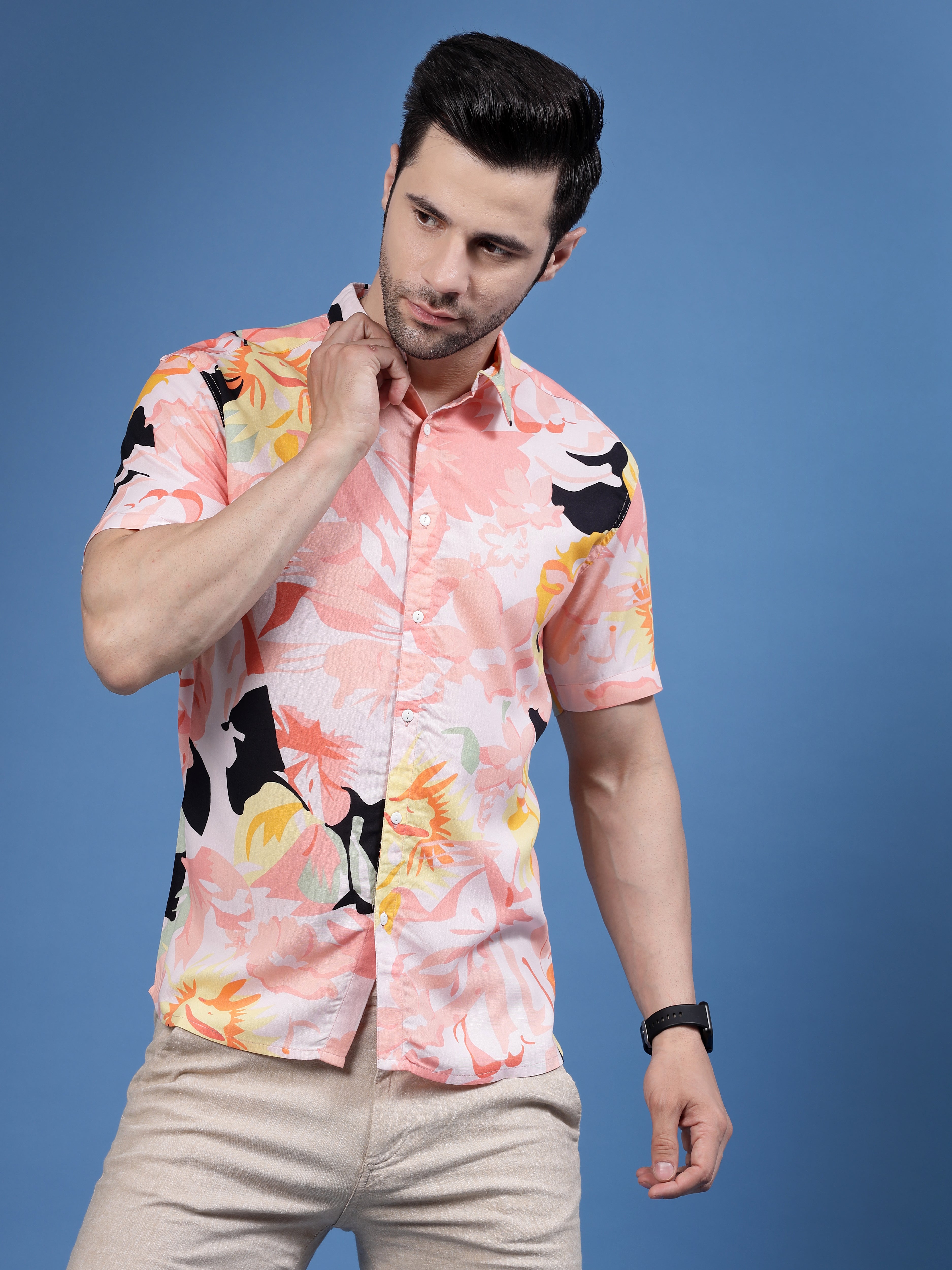 Floral Fantasy Pink Rayon Shirt