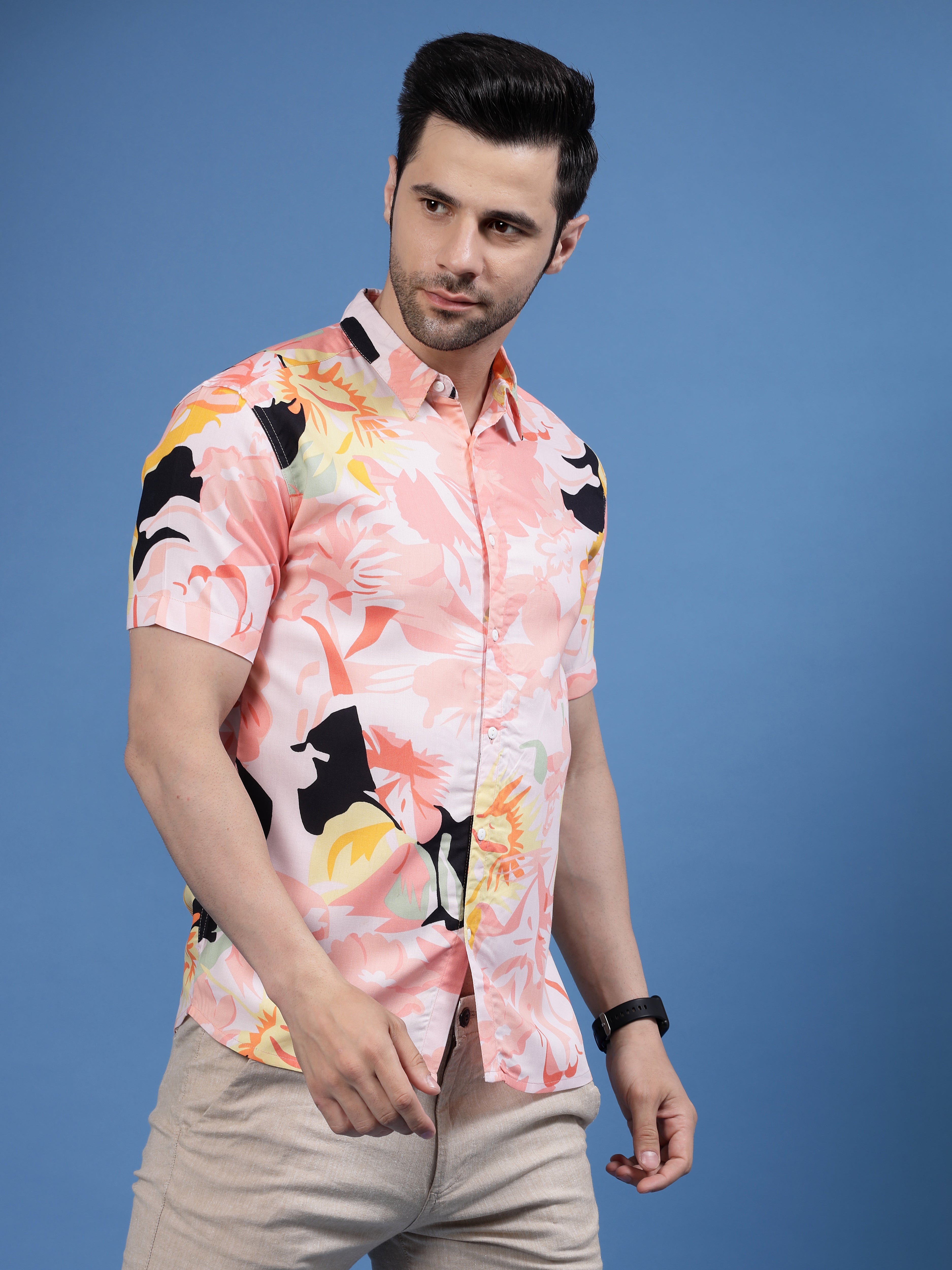 Floral Fantasy Pink Rayon Shirt