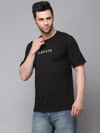 Black Printed Oversized Half Sleeves Round Neck Cotton T-Shirt