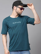 Green Printed Oversized Half Sleeves Round Neck Cotton T-Shirt