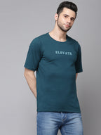 Green Printed Oversized Half Sleeves Round Neck Cotton T-Shirt
