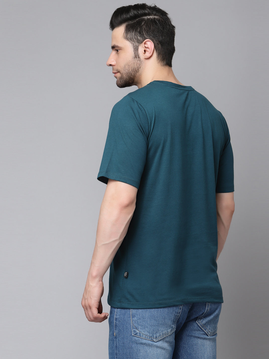 Green Printed Oversized Half Sleeves Round Neck Cotton T-Shirt