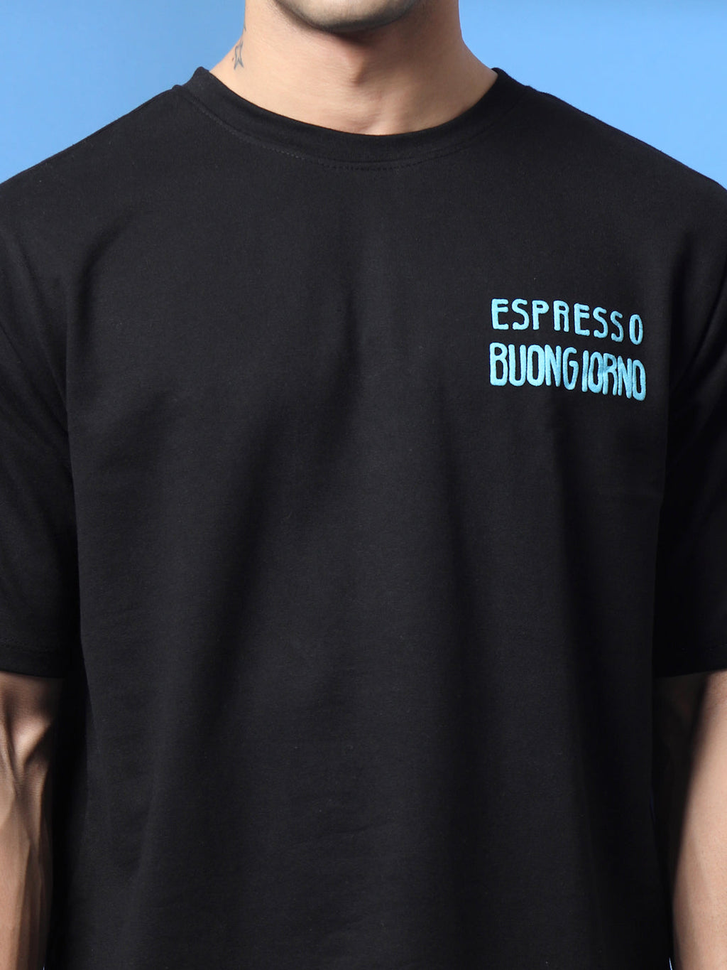 Men Black Typography Oversized T-shirt
