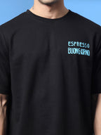 Men Black Typography Oversized T-shirt