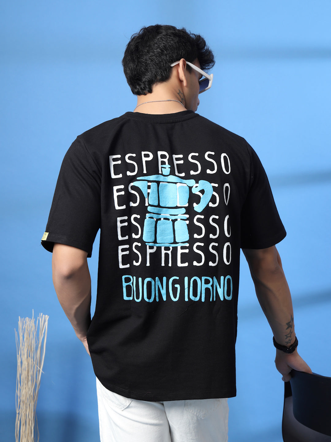 Men Black Typography Oversized T-shirt