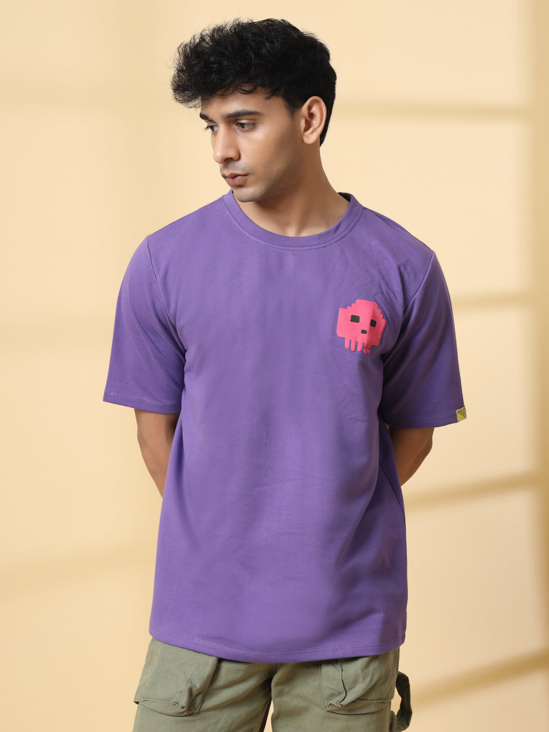 Men Game Over Purple  Oversized Graphic T-shirt