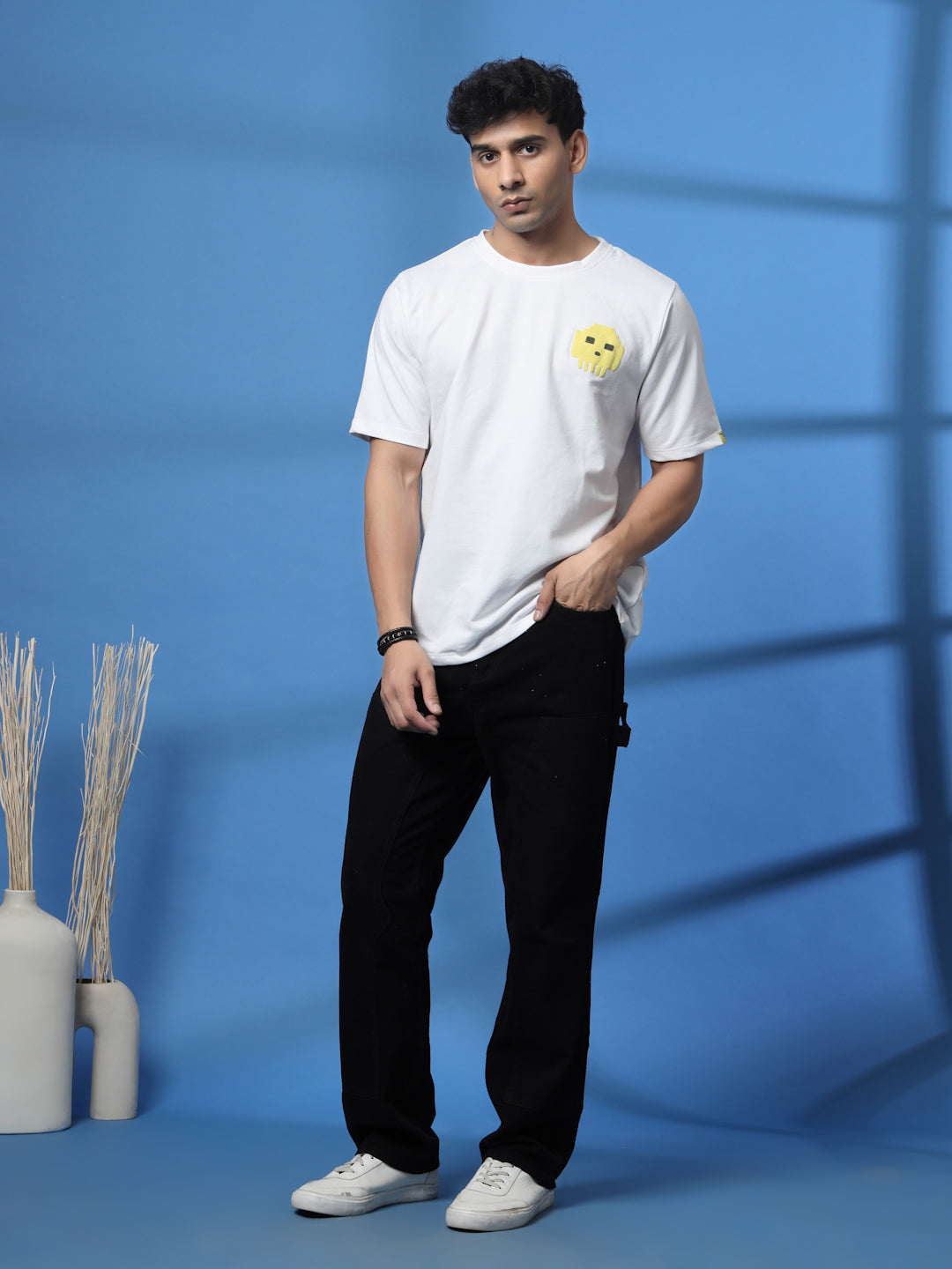 Men Game Over White Oversized Graphic T-shirt