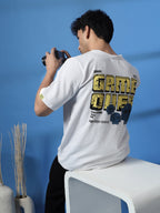 Men Game Over White Oversized Graphic T-shirt
