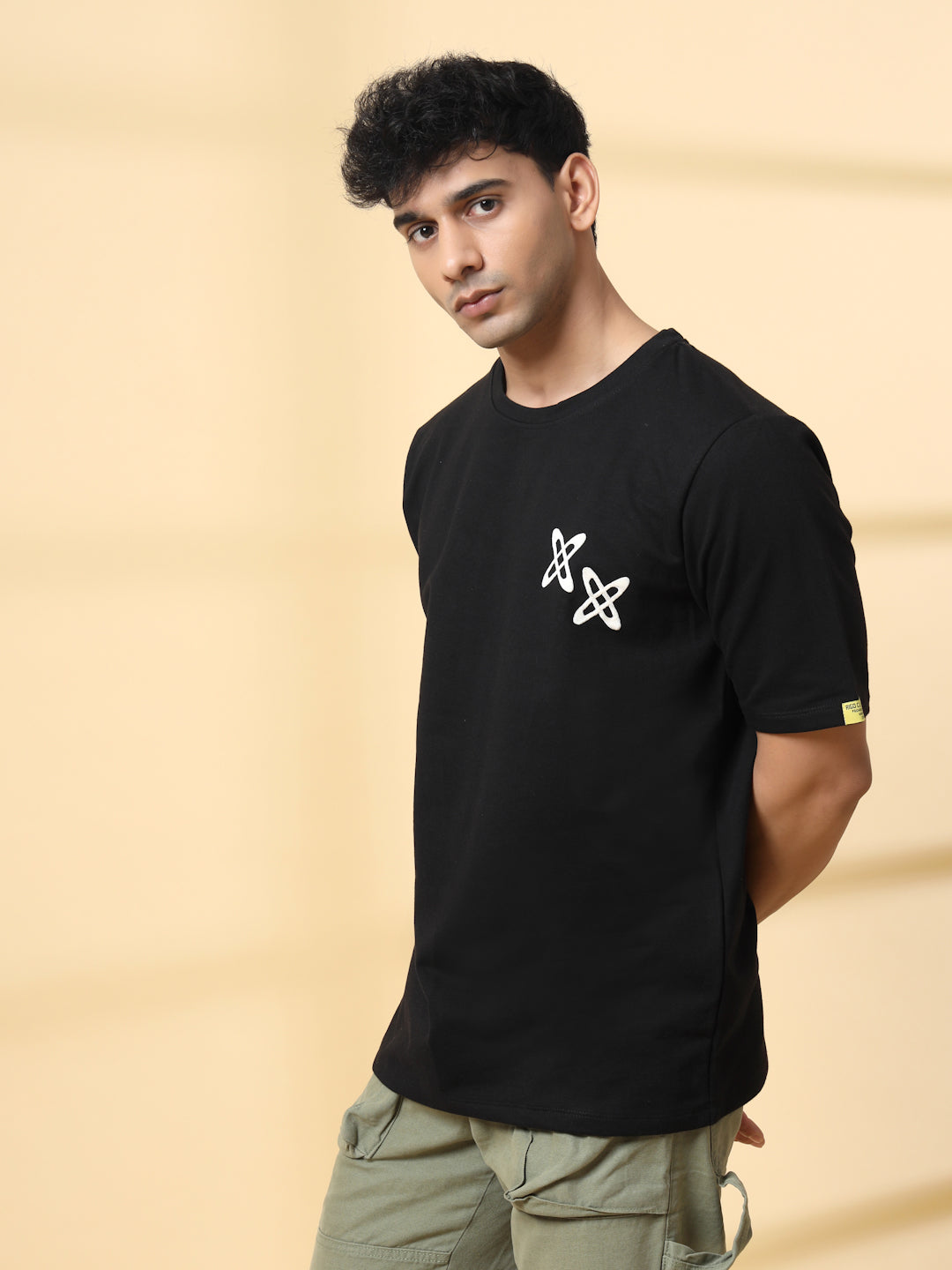 Men Black Typography  Oversized T-shirt