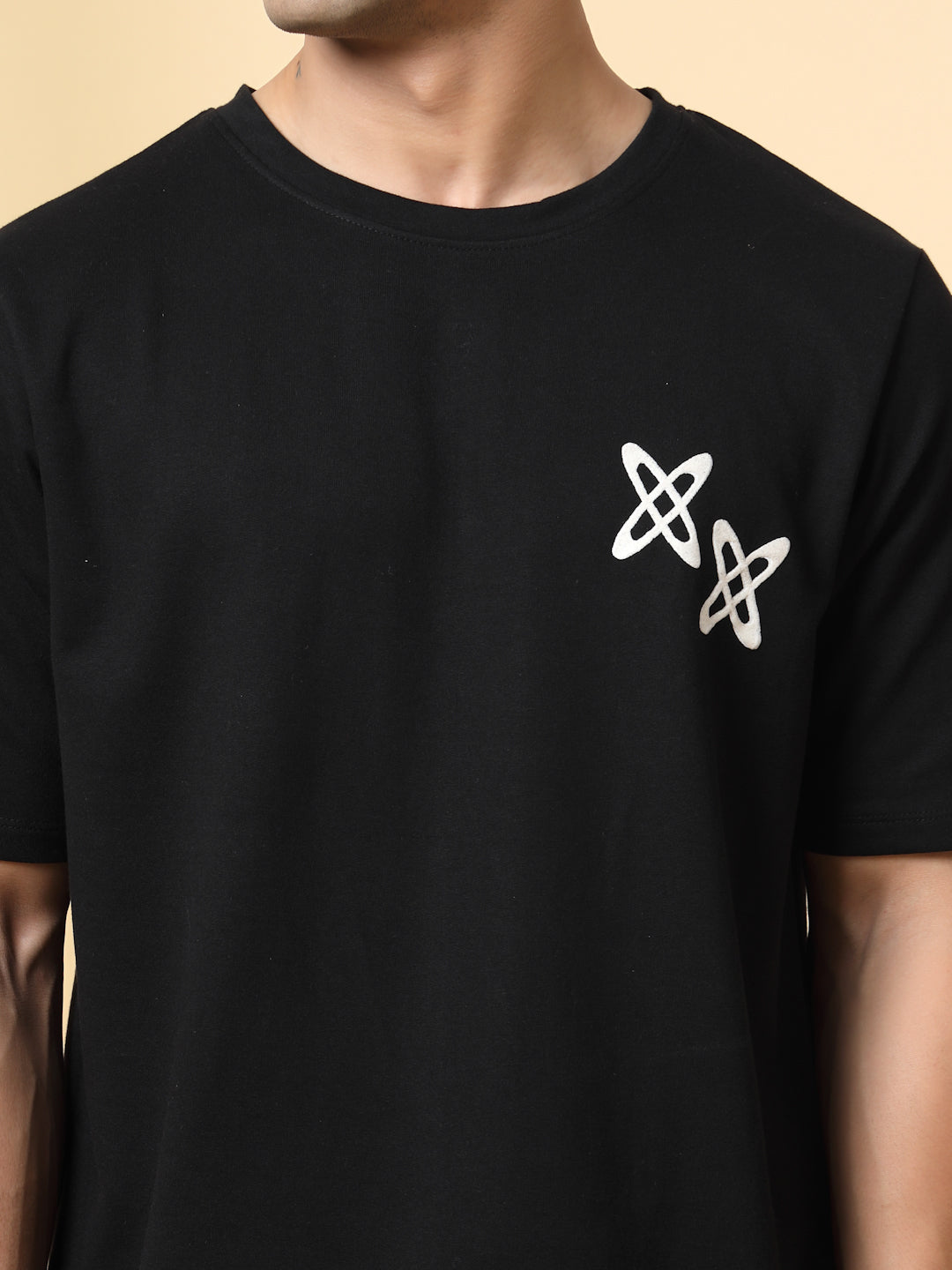 Men Black Typography  Oversized T-shirt