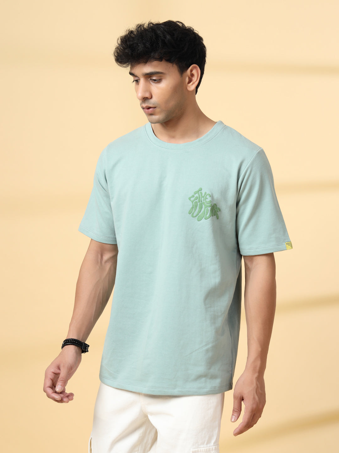 Men Jade Green Typography  Oversized T-shirt