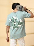 Men Jade Green Typography  Oversized T-shirt