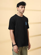 Men Black Typography  Oversized T-shirt