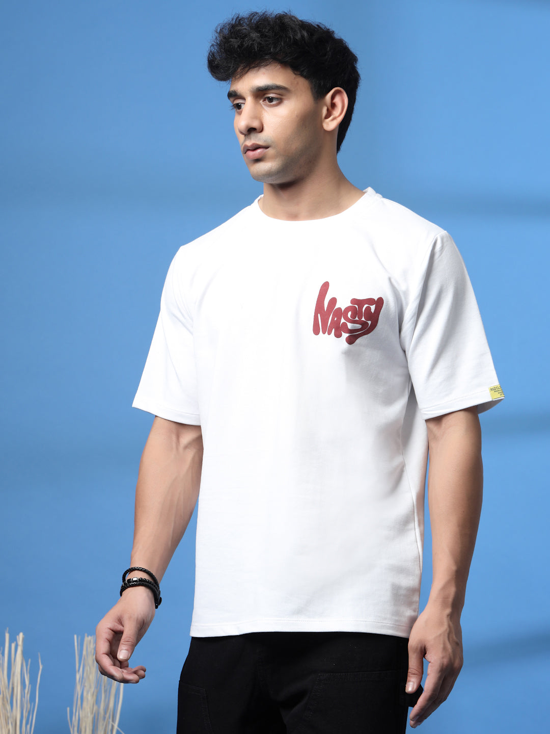 Men Jade Terry Oversized White Printed T-shirt