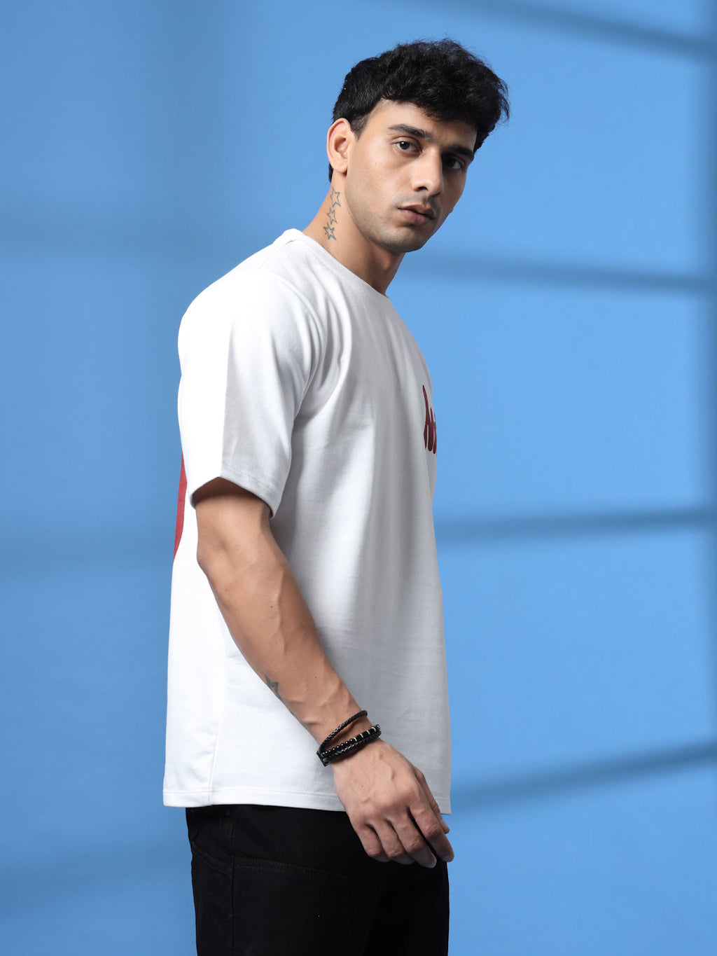Men Jade Terry Oversized White Printed T-shirt