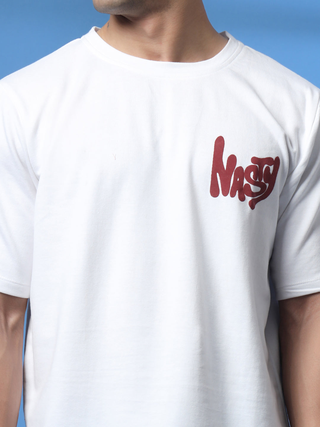Men Jade Terry Oversized White Printed T-shirt