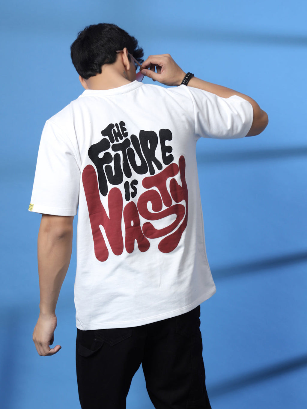 Men Jade Terry Oversized White Printed T-shirt