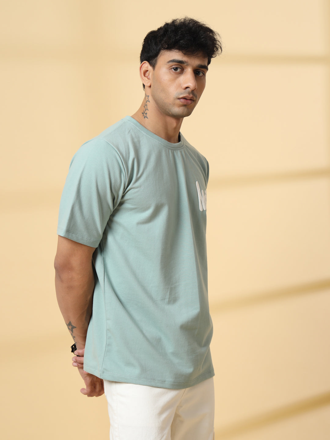 Men Jade Terry Oversized Green Printed T-shirt