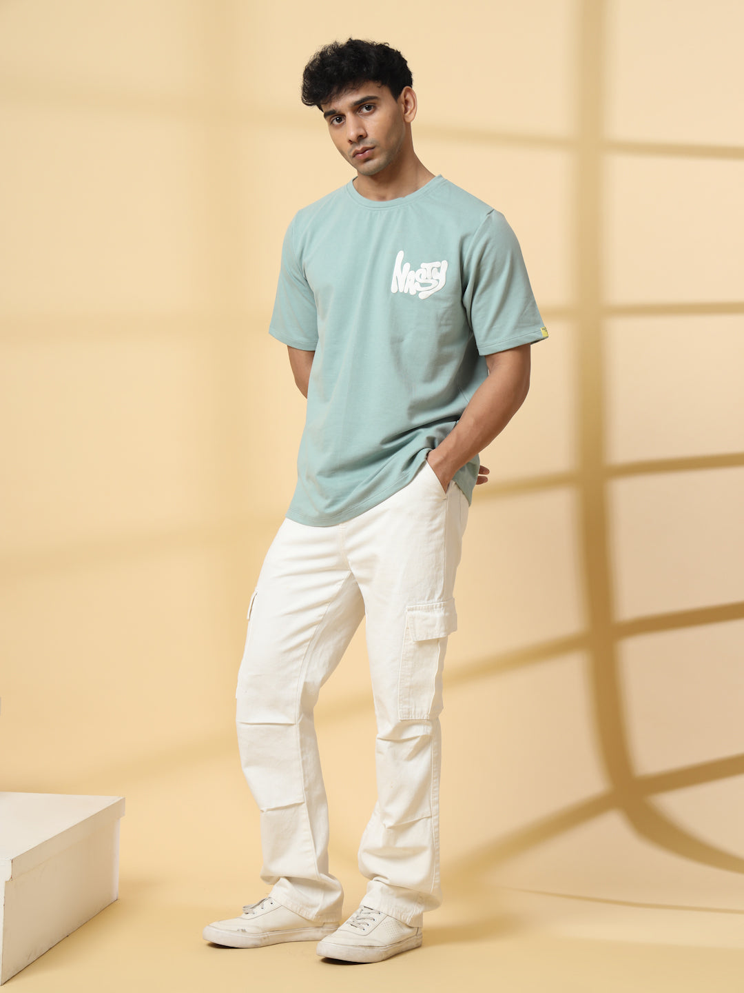 Men Jade Terry Oversized Green Printed T-shirt