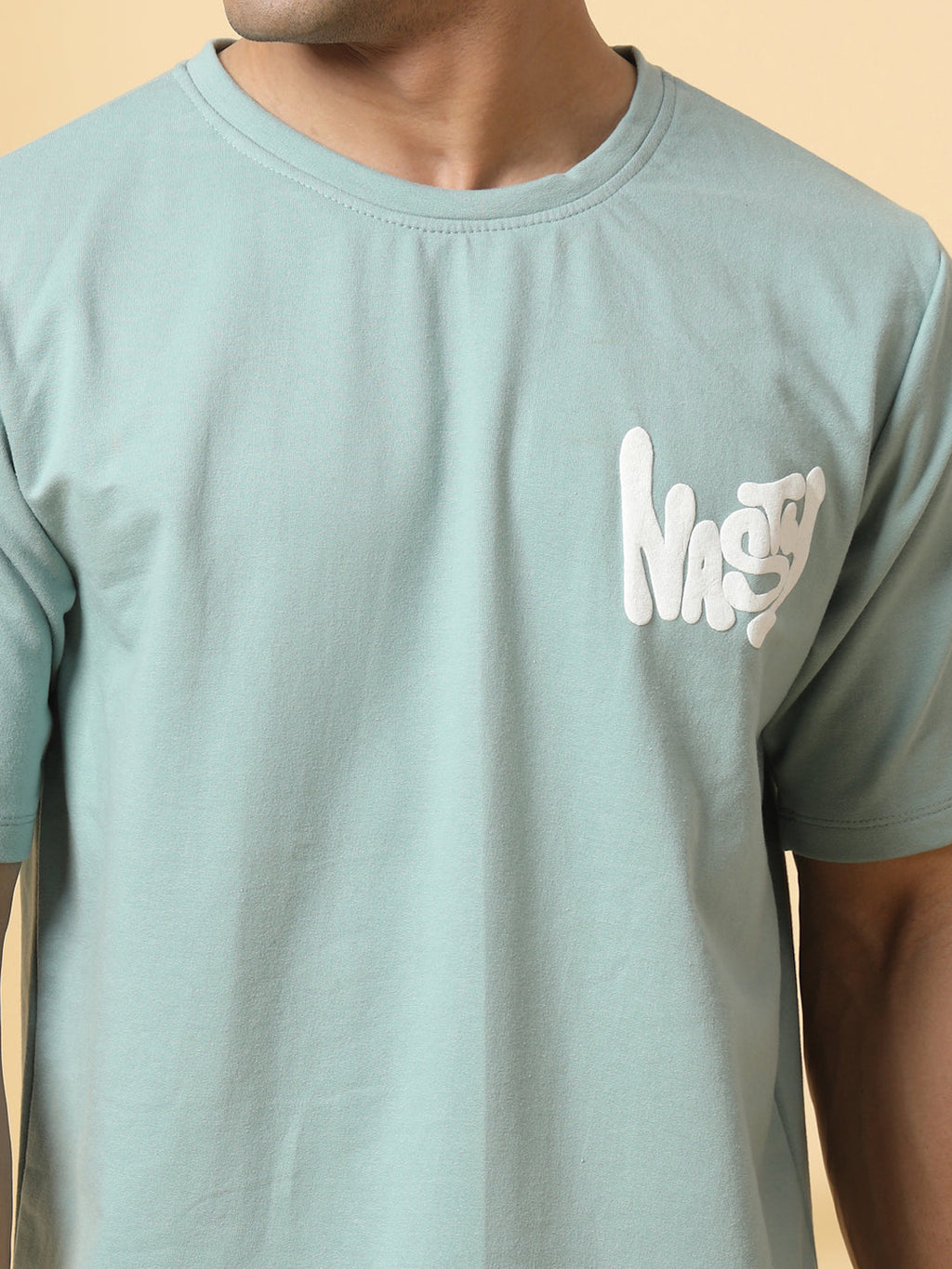 Men Jade Terry Oversized Green Printed T-shirt