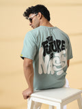 Men Jade Terry Oversized Green Printed T-shirt