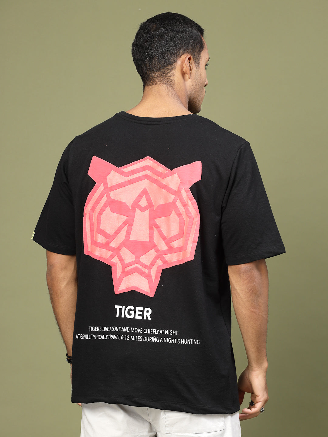 Majestic Tiger Puff Print Oversized White T-Shirt