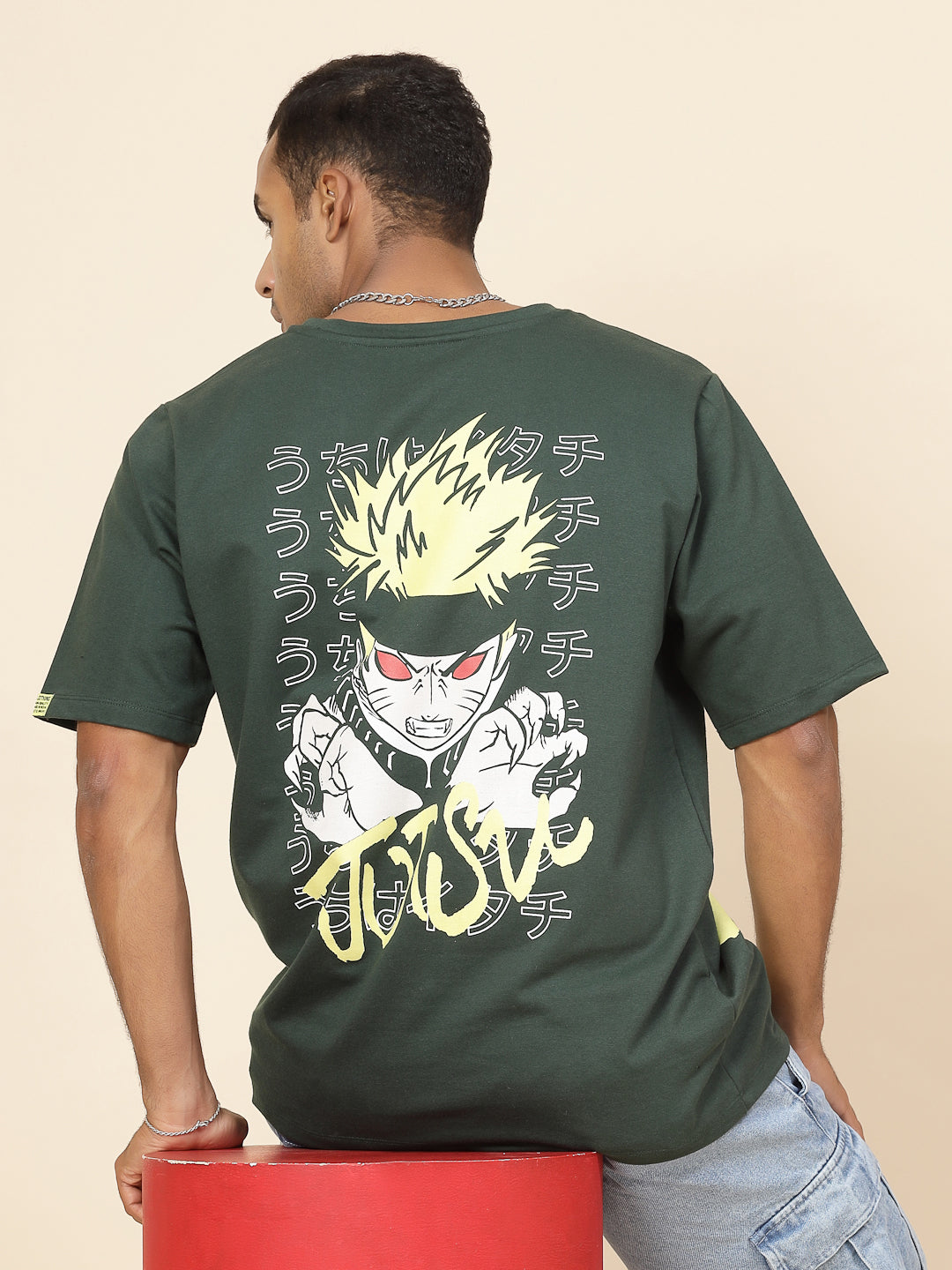 Anime Enchantment Oversized Olive Green Tee