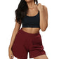 Women’s Organic Cotton Lounge Shorts – High-Waist with Utility Pocket (280 GSM) (Sangria)
