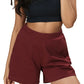 Women’s Organic Cotton Lounge Shorts – High-Waist with Utility Pocket (280 GSM) (Sangria)