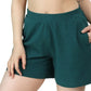 Women’s Organic Cotton Lounge Shorts – High-Waist with Utility Pocket (280 GSM) (Deep Teal)