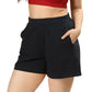 Women’s Organic Cotton Lounge Shorts – High-Waist with Utility Pocket (280 GSM) (Midnight Navy)