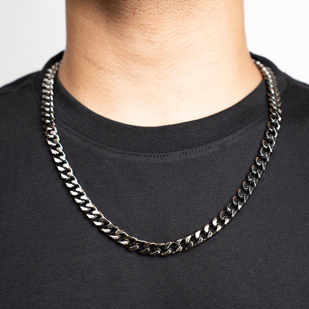 Cuban Neck Chain - 8Mm - Chrome Noir Zach