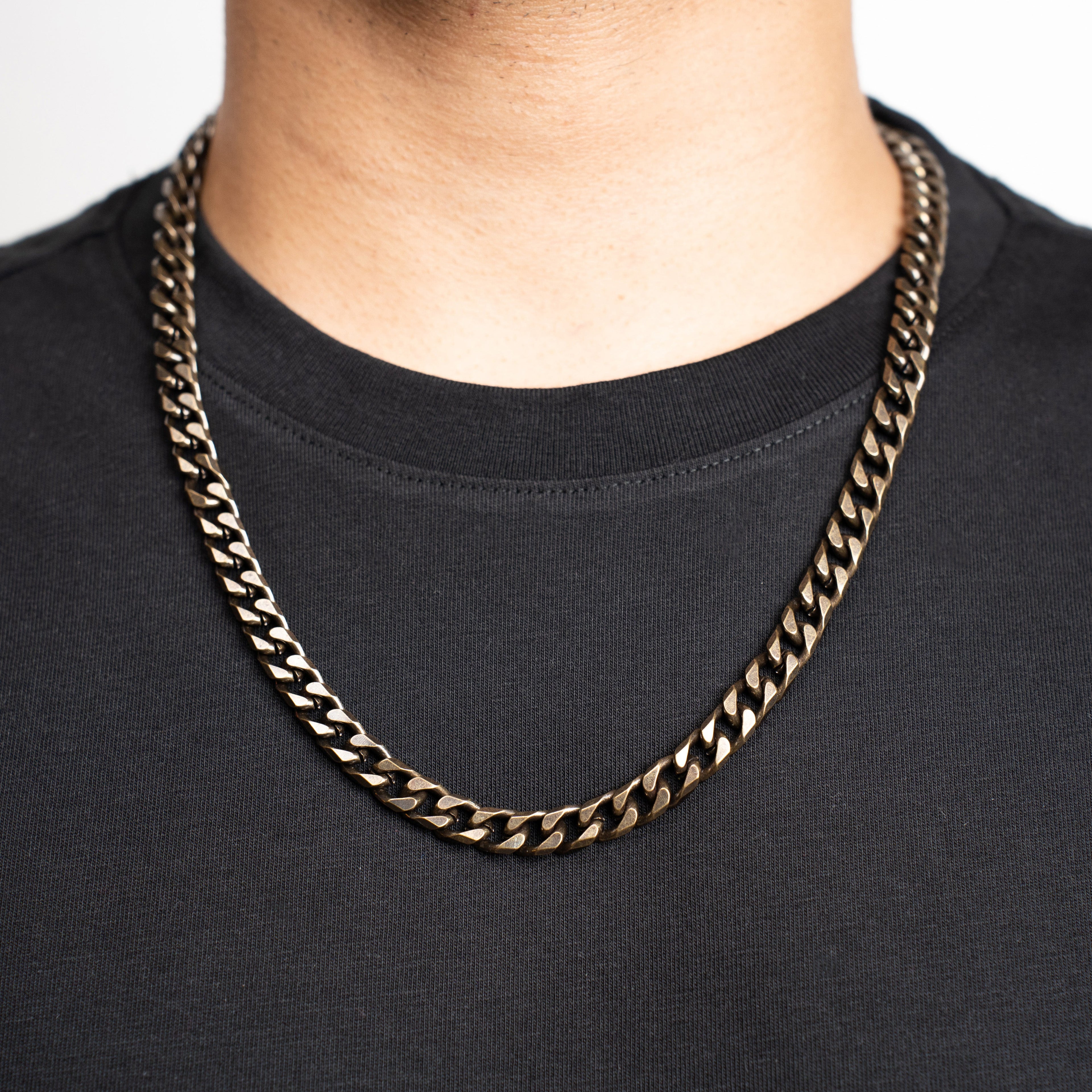 Fat Chain Neck Cuban Neck Chain - 8Mm - Rustic Gold – Stylera