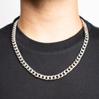Cuban Neck Chain - 8Mm - Satin Silver Zach