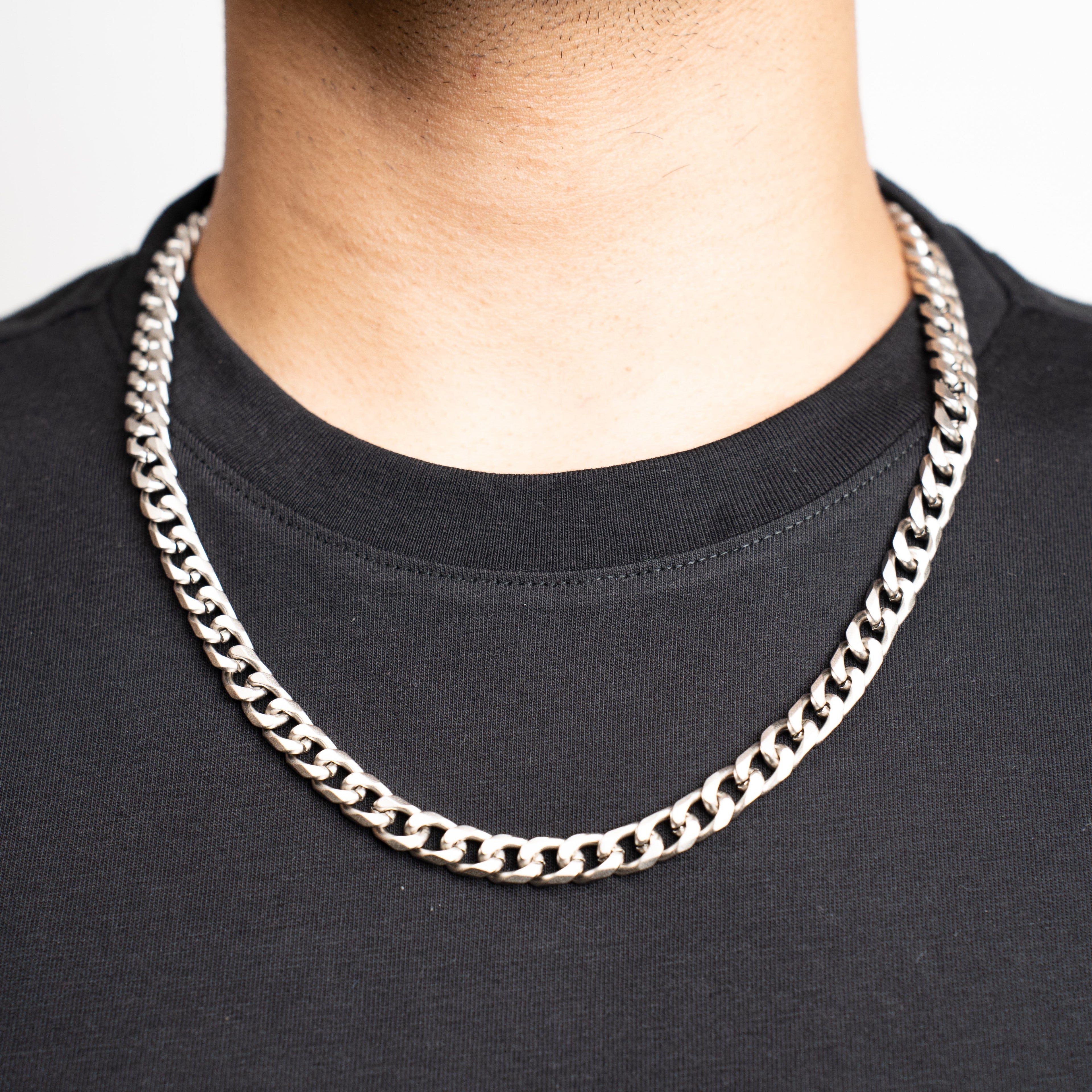 Cuban Neck Chain - 8Mm - Satin Silver Zach