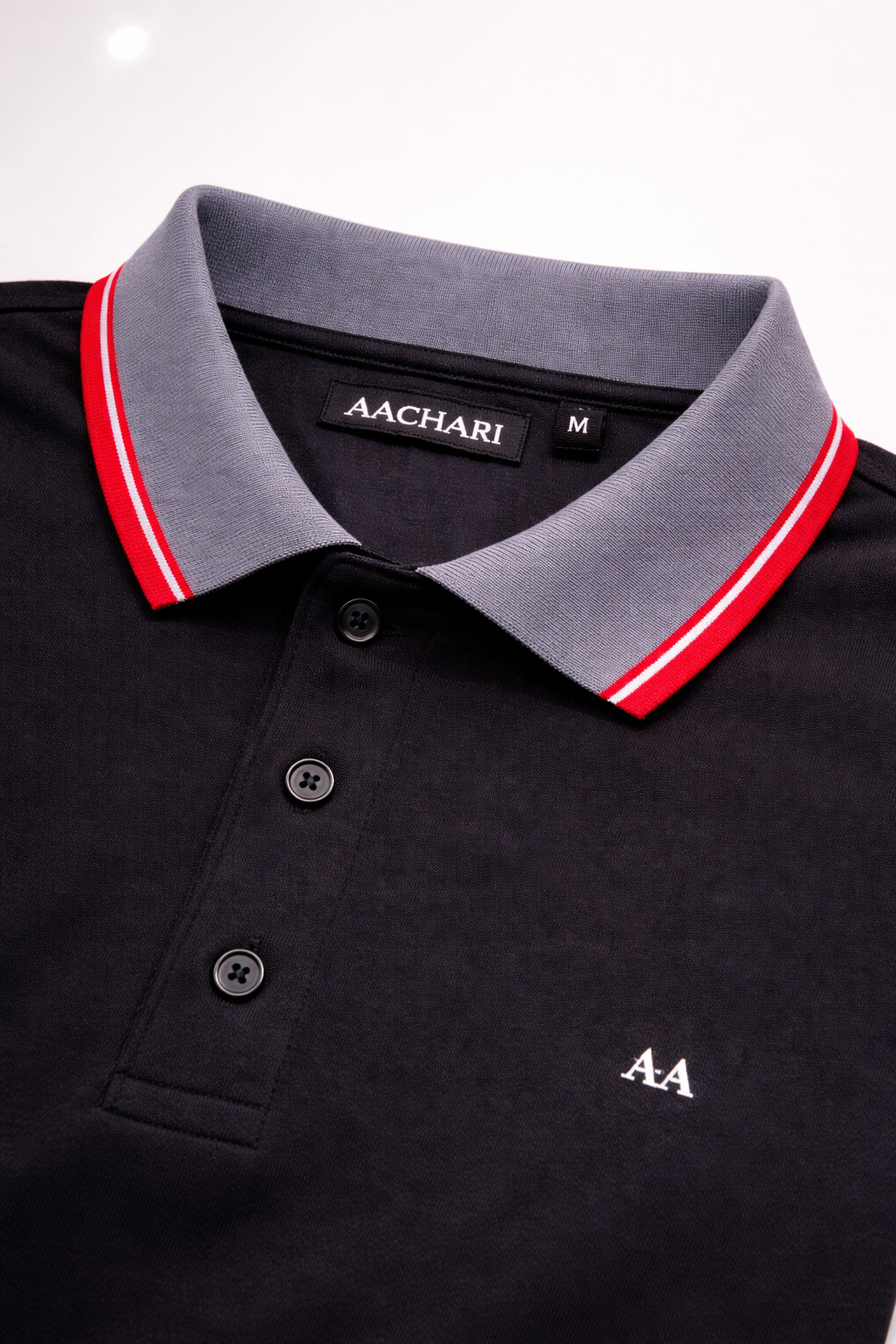 Black Polo with Dual Tone Stripe Collar