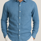 100% Linen Soft Touch Azure Blue Shirt