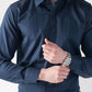 CheckMate Giza Satin Dark Navy Shirt