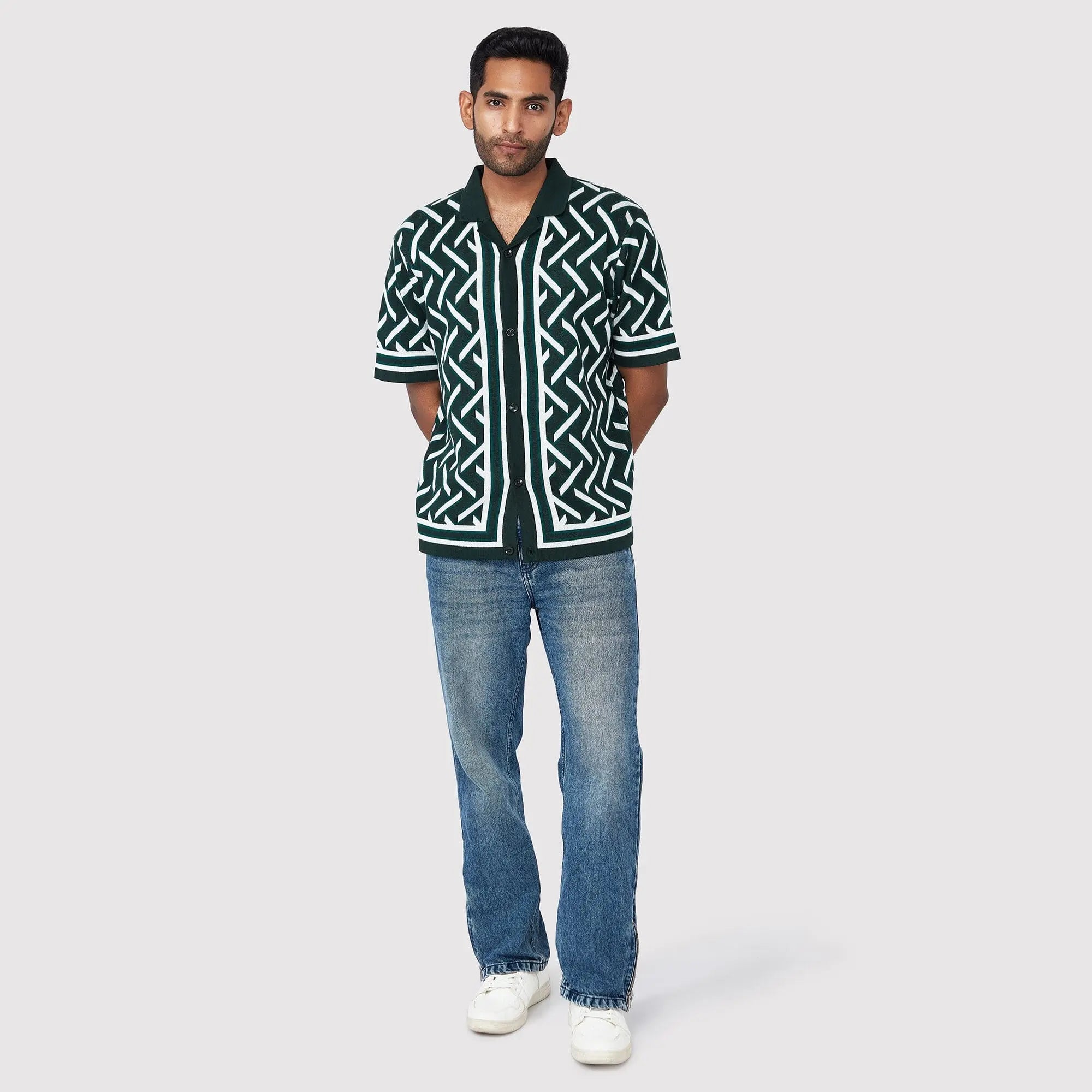 Triangle Jacqaurd Knit Shirt SIC