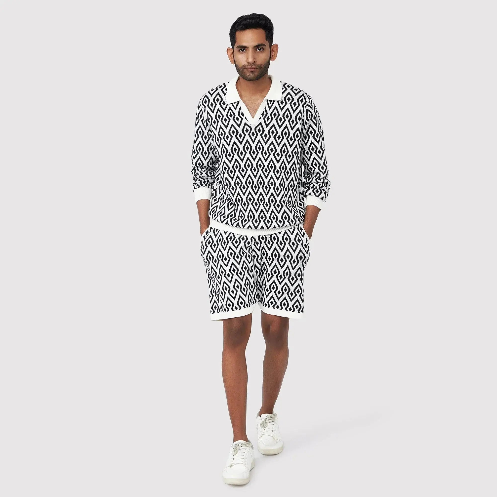 Illusion Jacquard Knit Shorts for Men SIC