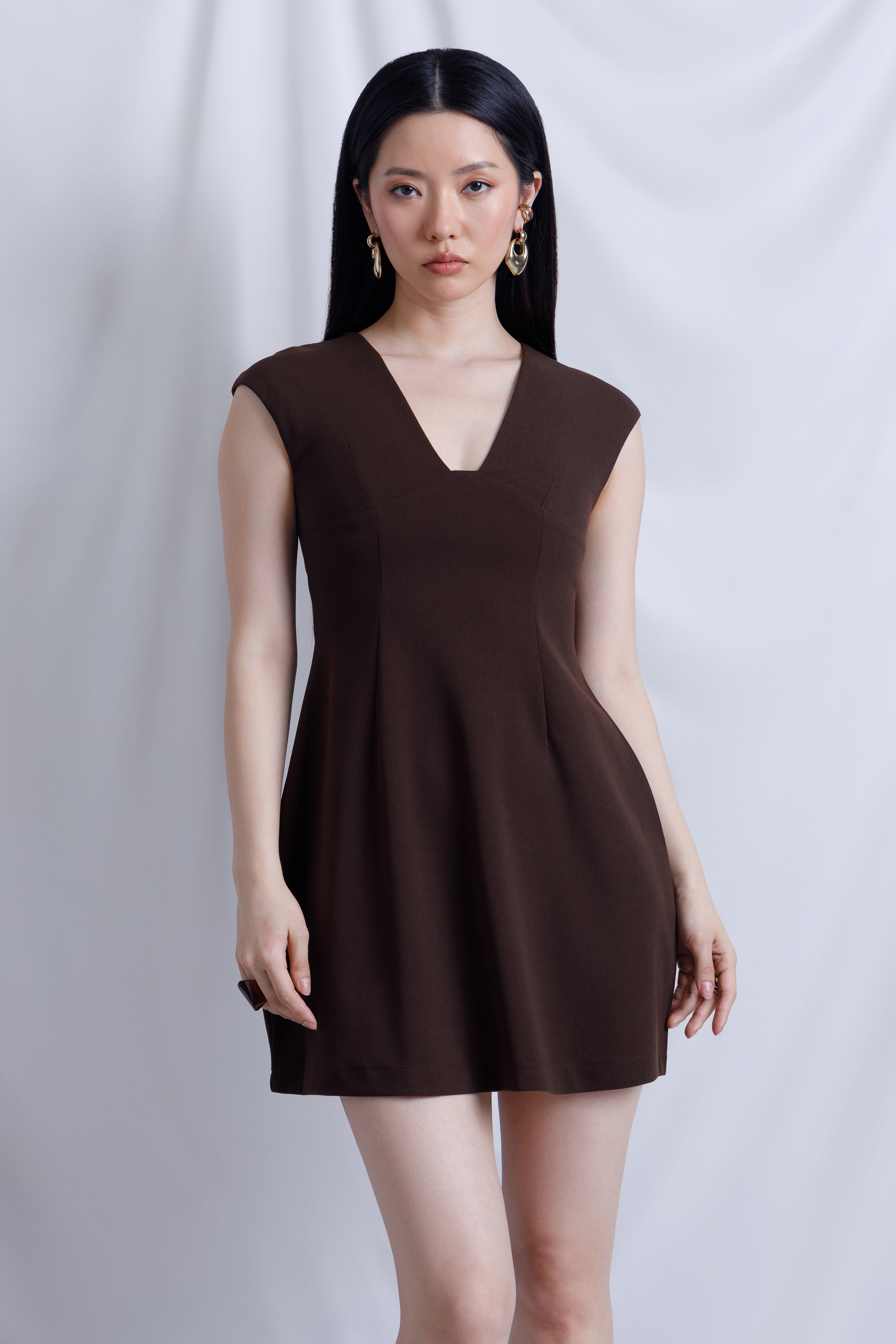 Crepe V-Neck Mini
