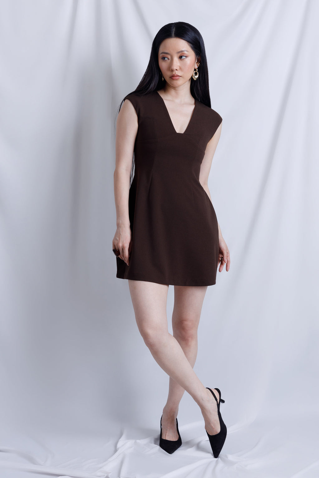 Crepe V-Neck Mini