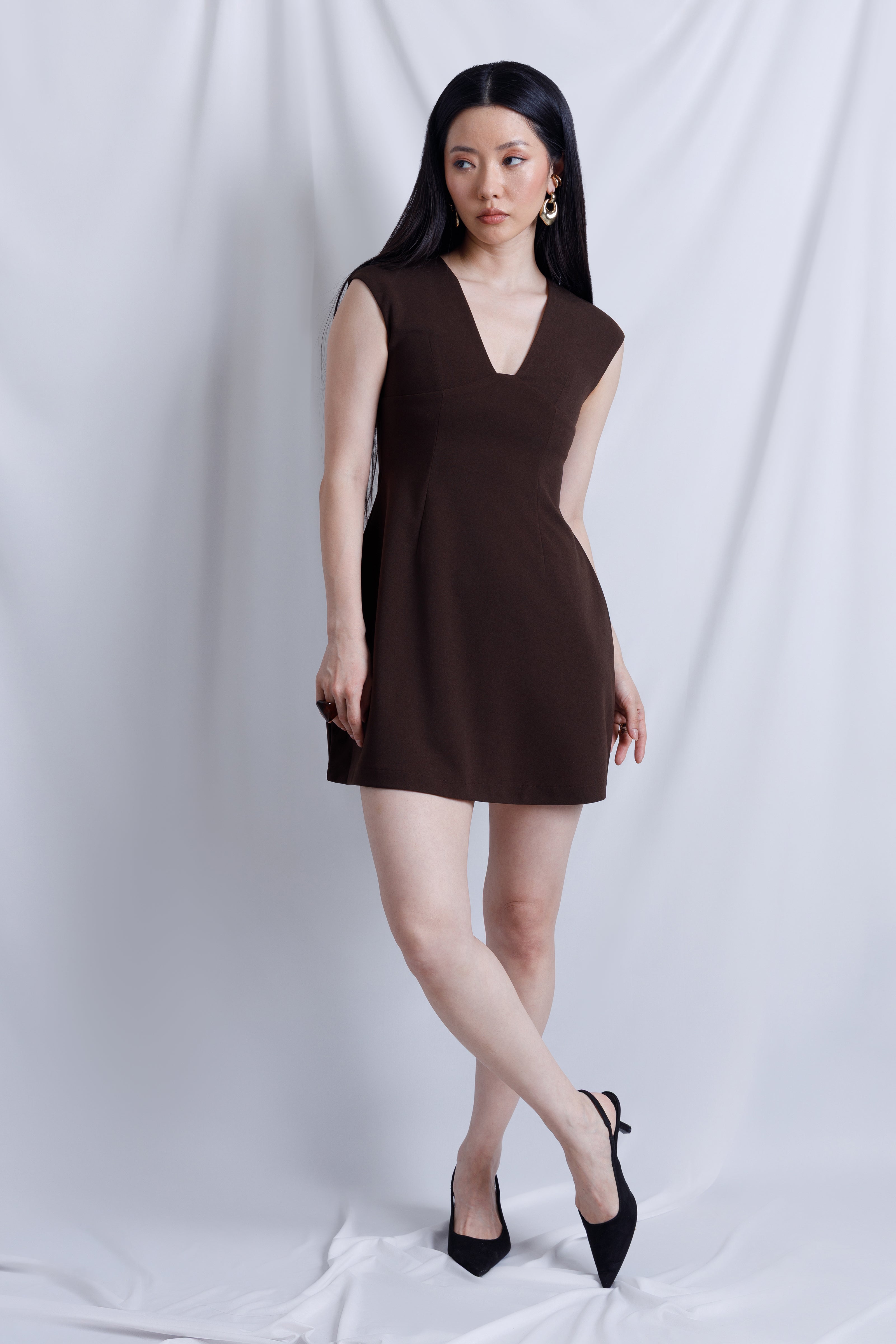 Crepe V-Neck Mini