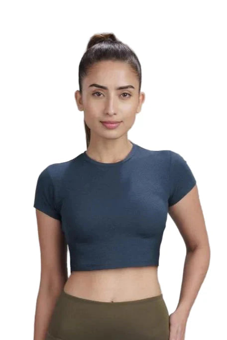 Bamboo Crop Top (Rustic Blue)