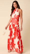 Red Floral Alice Dress De Novoo