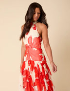 Red Floral Alice Dress De Novoo
