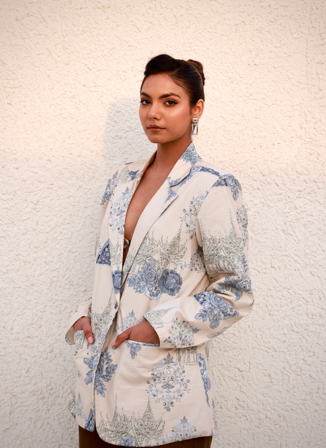 Thai Printed Blazer (as styled by Nancy tyagi at Cannes)
