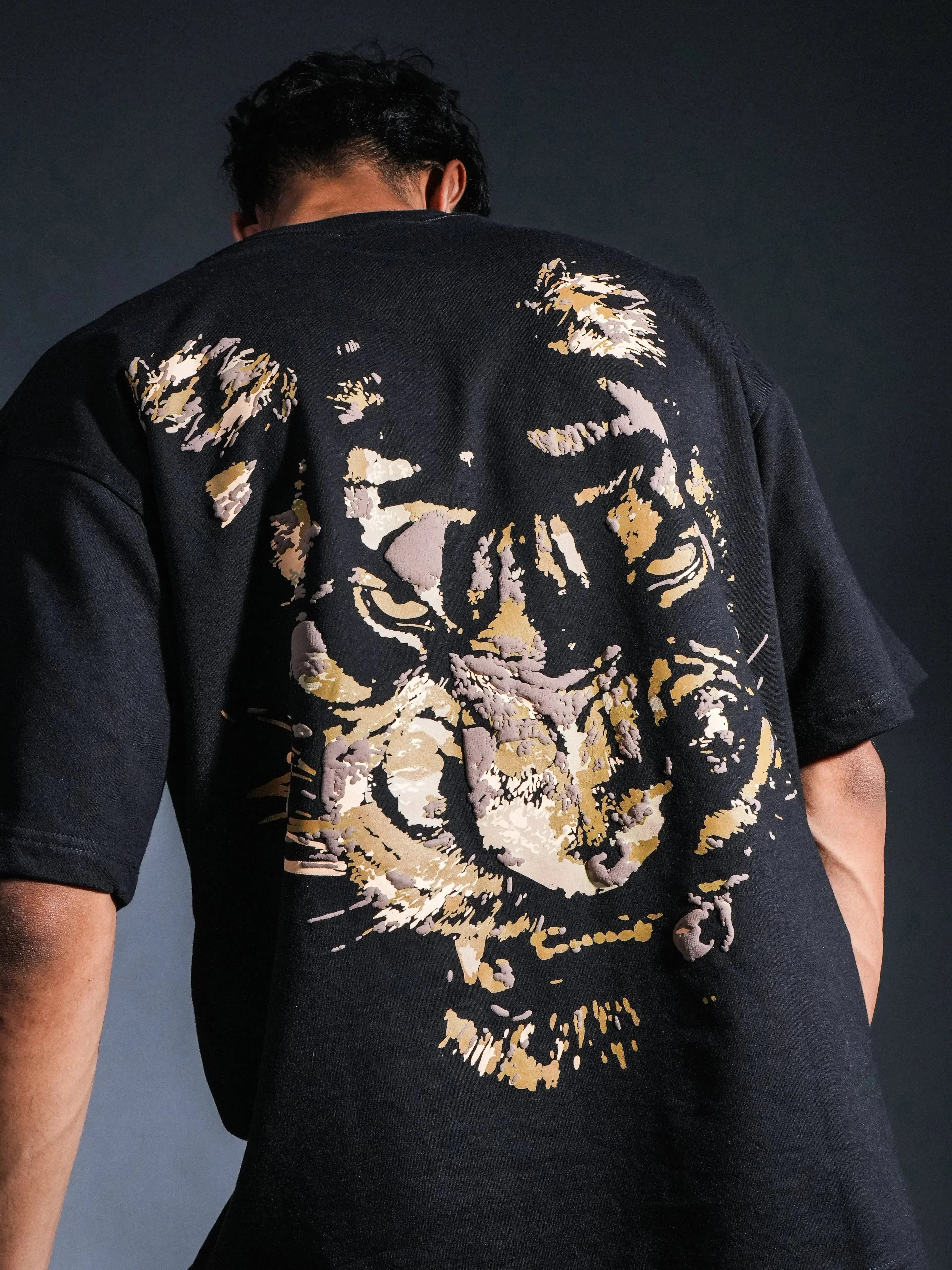 Unisex Fearless Tiger Print Oversized T-Shirt Boozee