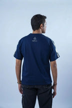 Unisex Round Neck Silver Lining Navy Blue T-Shirt Kreflct