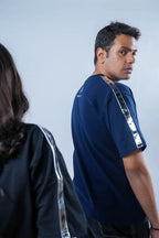 Unisex Round Neck Silver Lining Navy Blue T-Shirt Kreflct